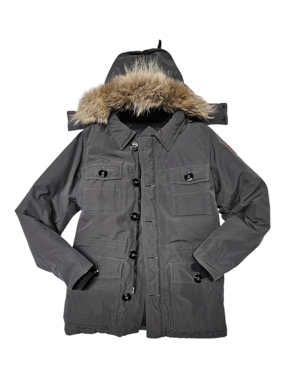 Canada Goose Banff Men's Parka Jacket with Fur-Trim Hood - Gray